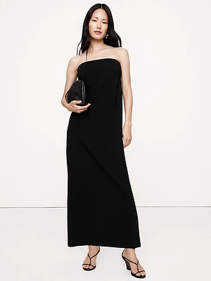 Stretch-Crepe Strapless Long Midi Dress