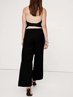 Soho Mid-Rise Pleated Wide-Leg Drapey Twill Pant