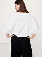 Oversized Cotton Poplin Cropped Top