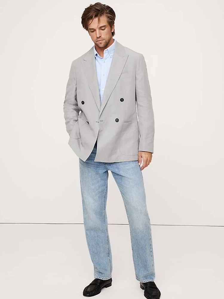 Relaxed Double-Breasted Tencel™-Linen Suit Jacket