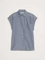 Oversized Cotton Chambray Asymmetrical Tunic