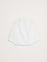Balloon-Sleeve Cotton Poplin Popover Top