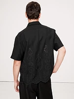 Standard-Fit Embroidered Tencel™-Linen Resort Shirt