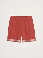 Embroidered TENCEL™-Linen Pull-On Short