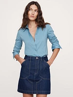 Silky Cotton Long-Sleeve Button-Down Shirt