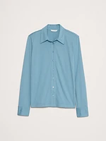 Silky Cotton Long-Sleeve Button-Down Shirt