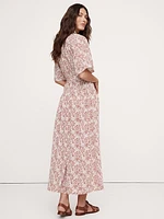 Matte Silk Tie-Front Shirt Dress