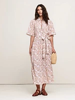 Matte Silk Tie-Front Shirt Dress