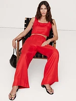 Linen Square-Neck Cropped Tank