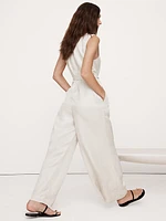 Viscose-Linen Wrap-Front Jumpsuit