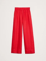 Wide-Leg Linen Pull-On Ankle Pant
