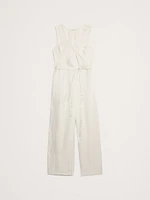 Viscose-Linen Wrap-Front Jumpsuit