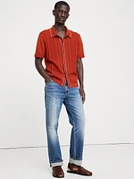 Ribbed-Stripe Cotton Resort Shirt