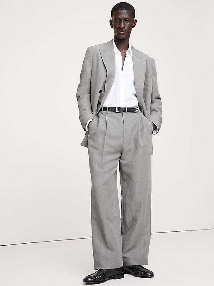 Tencel™-Linen Wide-Leg Suit Pant