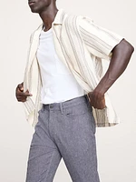 Slim Heathered Linen-Cotton Traveler Pant