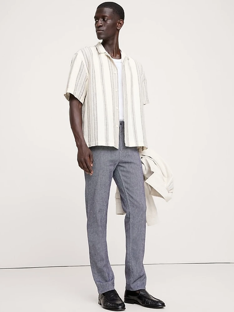 Slim Heathered Linen-Cotton Traveler Pant