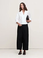 Balloon-Sleeve Cotton Poplin Popover Top