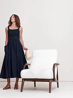 Crochet & Cotton Poplin Mixed-Media Midi Dress