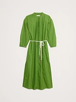 Cotton Poplin Split-Neck Shirt Dress