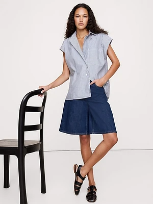 Oversized Cotton Poplin Asymmetrical Tunic