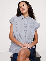 Oversized Cotton Poplin Asymmetrical Tunic
