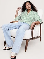 Balloon-Sleeve Cotton Poplin Popover Top