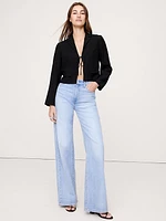 Crinkle Tie-Front Cropped Blazer