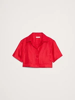 Oversized Linen Cropped Resort Shirt