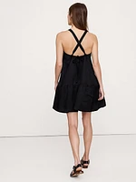 Viscose-Linen Flounce-Hem Mini Dress