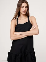 Viscose-Linen Flounce-Hem Mini Dress