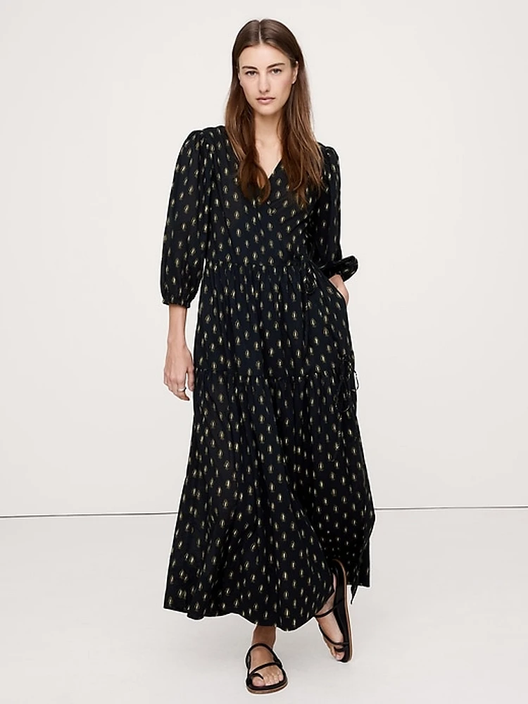 Cotton Wrap Maxi Dress