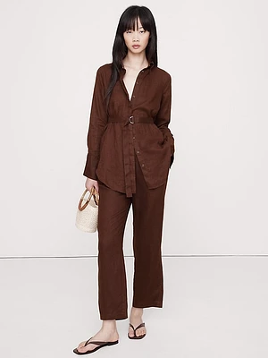 Linen Belted Tunic Shirt