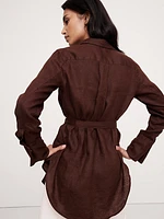 Linen Belted Tunic Shirt