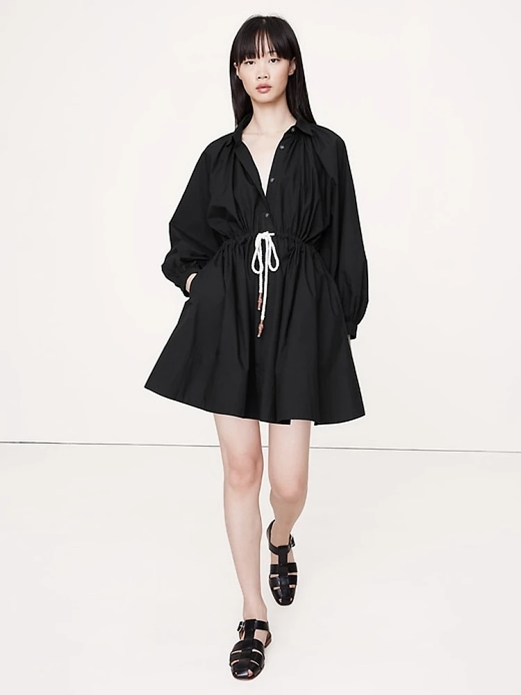 Cotton Poplin Mini Shirtdress