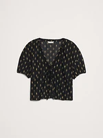Cotton Tie-Front V-Neck Top
