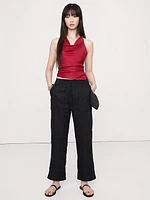 Linen Pull-On Ankle Pant