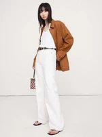 Oversized Cotton-Silk V-Neck T-Shirt