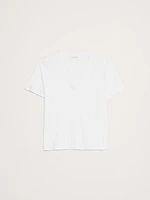 Oversized Cotton-Silk V-Neck T-Shirt