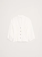Cotton Poplin Cinched-Waist Shirt