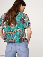 Cotton Tie-Front V-Neck Top
