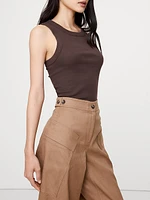 High-Rise Barrel Linen-Cotton Utility Pant