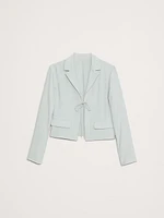 Crinkle Tie-Front Cropped Blazer