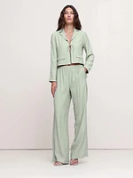 Crinkle Tie-Front Cropped Blazer