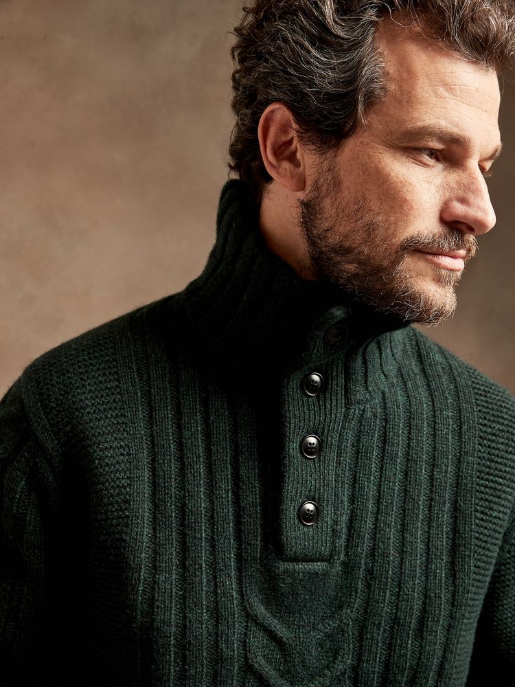 Cable-Knit Mock-Neck Sweater