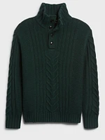 Cable-Knit Mock-Neck Sweater