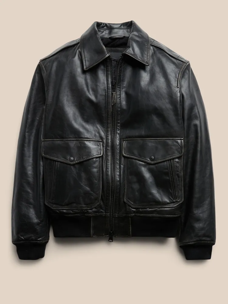 BR ARCHIVES Leather Aviator Jacket