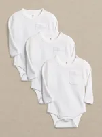 Paquet de 3 cache-couches indispensables à manches longues en coton SUPIMA® pour Bébé