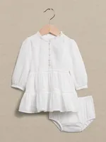 ROBE EN RAMIE À BRODERIE ANGLAISE POUR BÉBÉ