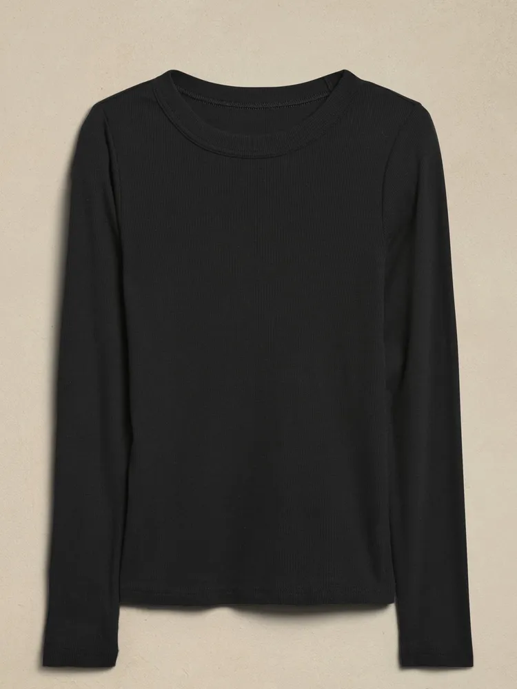 Ribbed Crew-Neck T-Shirt