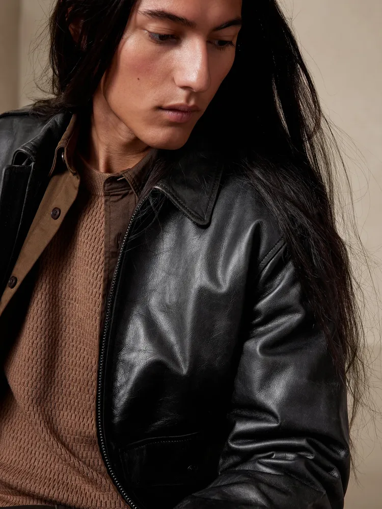 BR ARCHIVES Leather Aviator Jacket